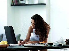 Beautiful Girl Sits On His Desk With Her Legs Spread For Hard Dick Porn Videos